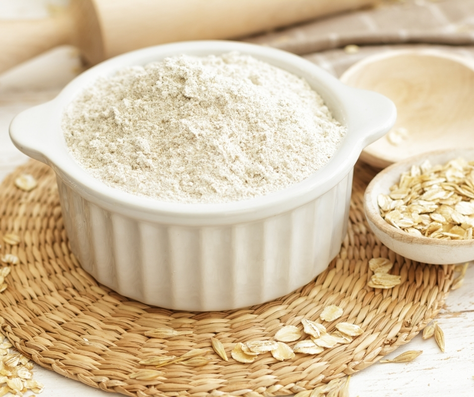 Oat flour one of the most popular gluten-free flours in a bowl.