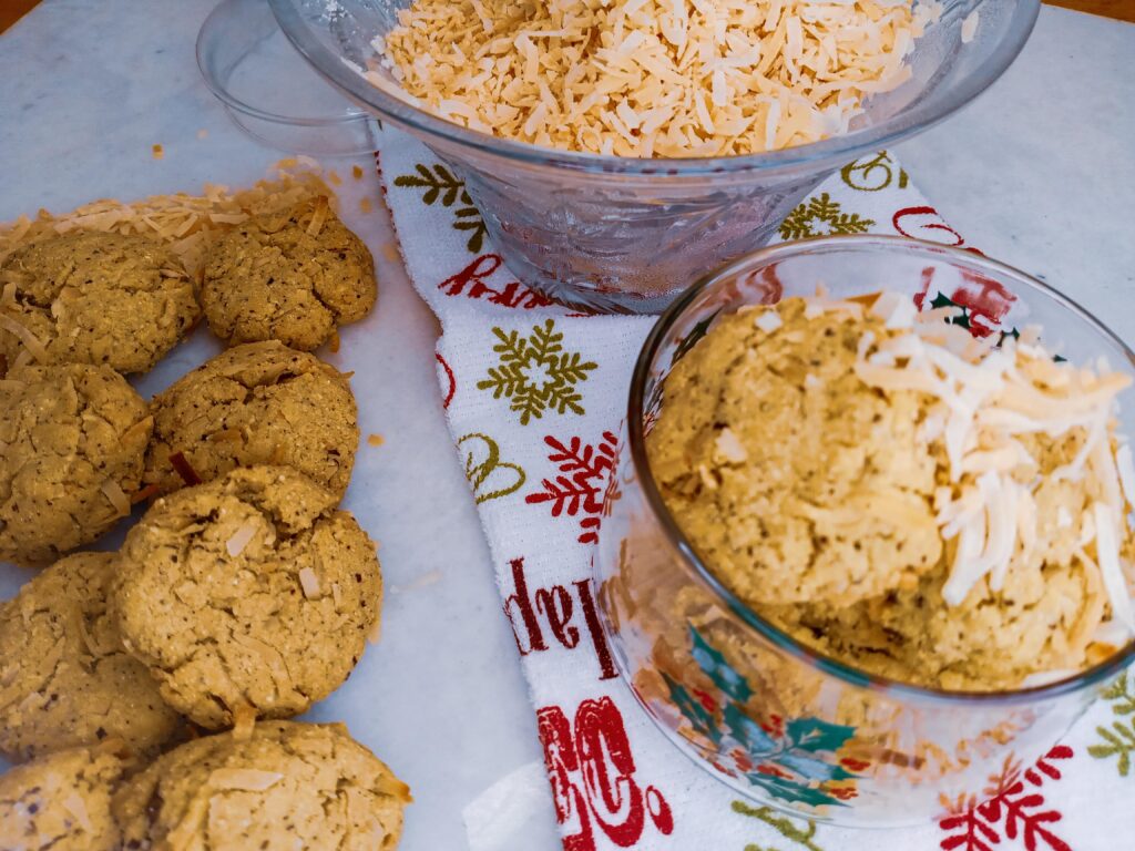 Toasted coconut cookies with toasted coconut.
