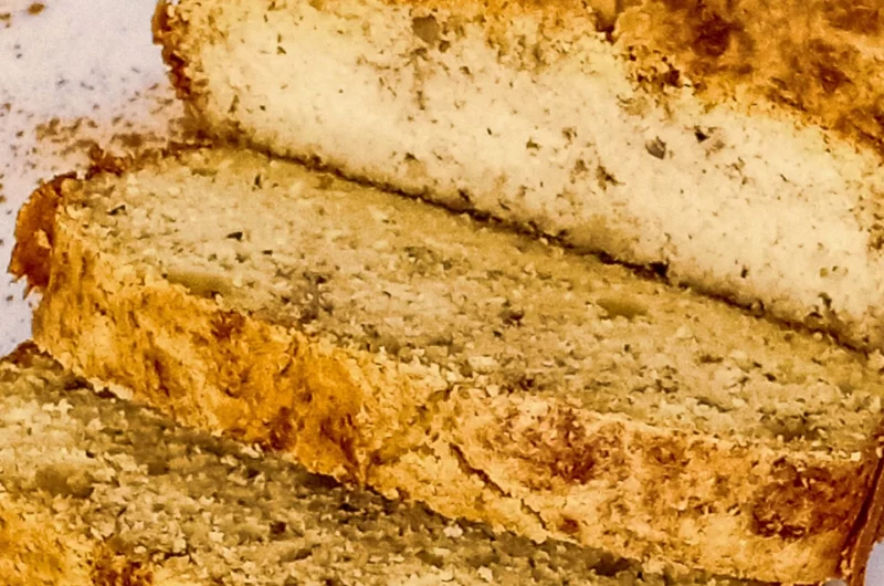 Keto cinnamon bread on a board.