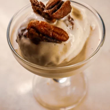 Paleo Butter Pecan Ice Cream In A Dessert Glass