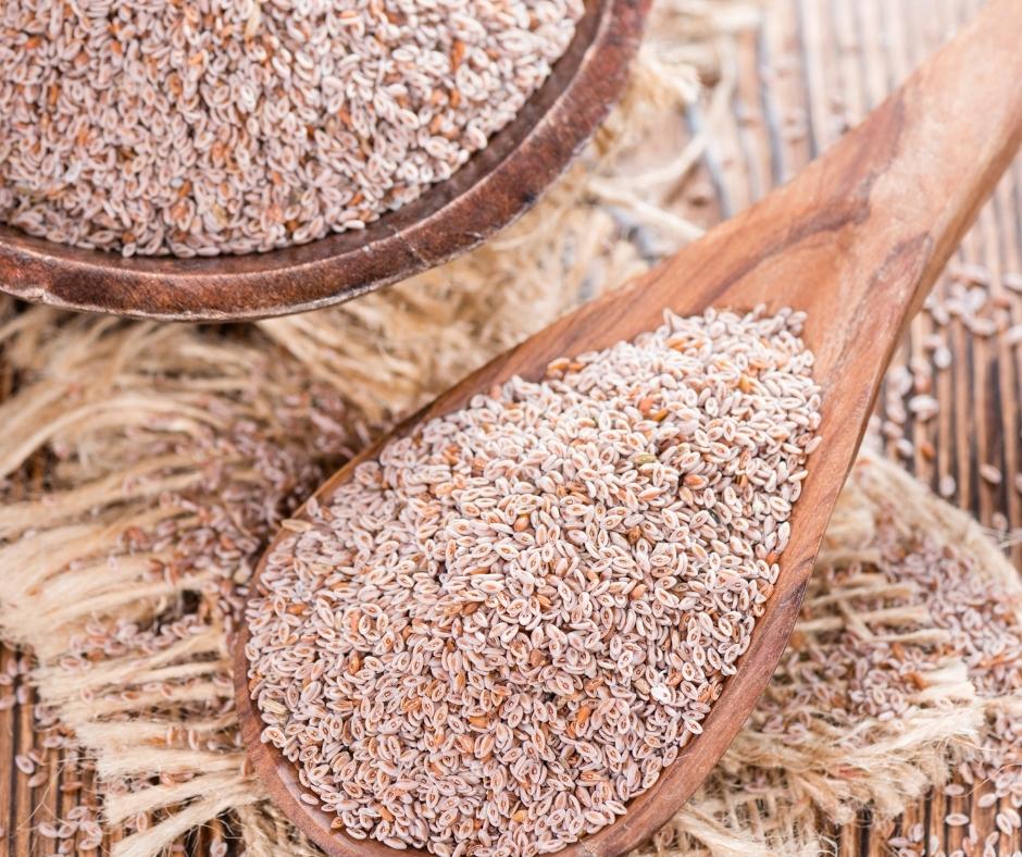 Whole psyllium husk,  one of the best gluten-free binders  In a bowl.
