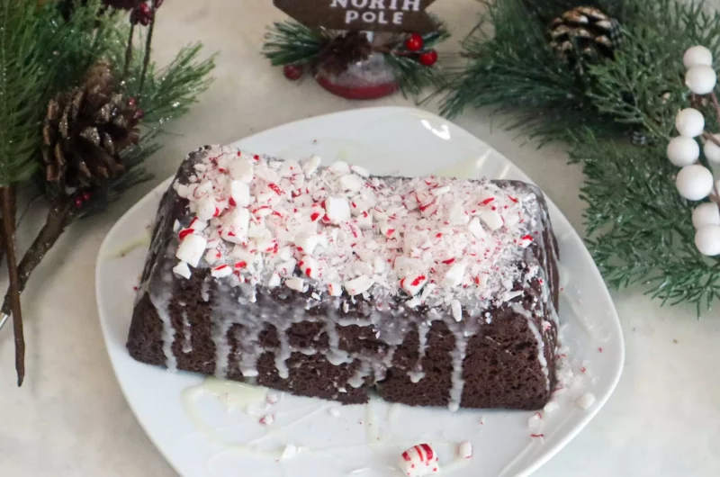 Keto Chocolate Peppermint Loaf on a plate.