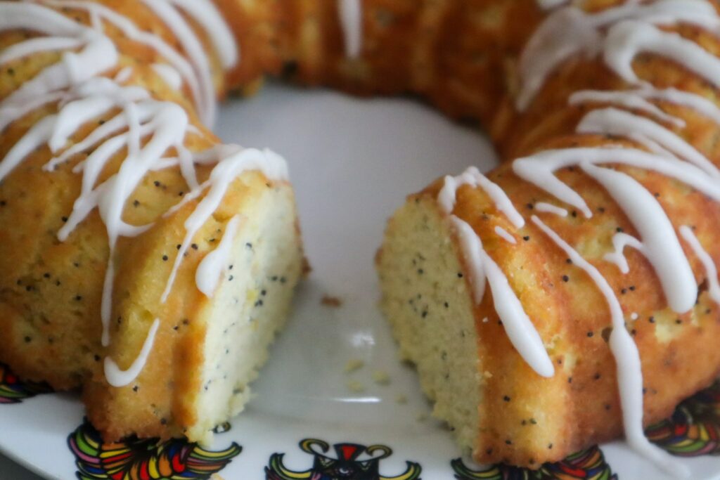 Coconut flour lemon poppy seed on a plate.