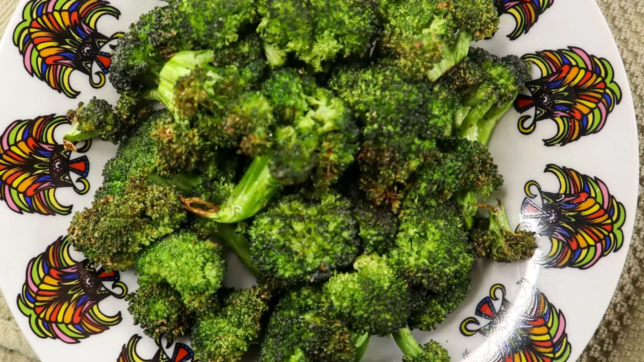 Air fryer broccoli in a serving bowl.