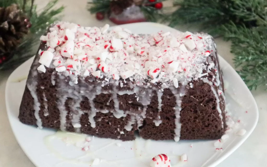 Keto Chocolate Peppermint Loaf on a plate.