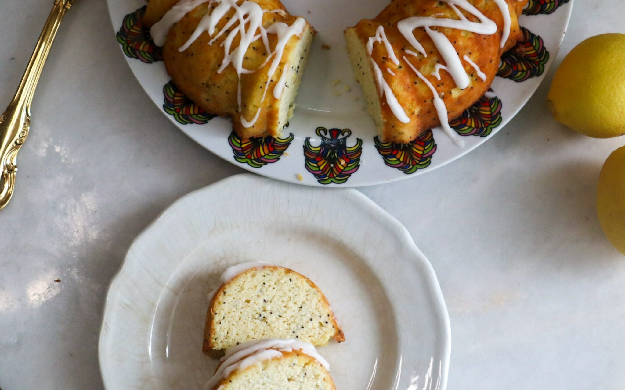 Coconut flour lemon poppy seed on a plate.