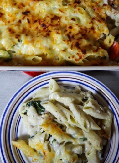 Chicken cordon bleu pasta casserole.