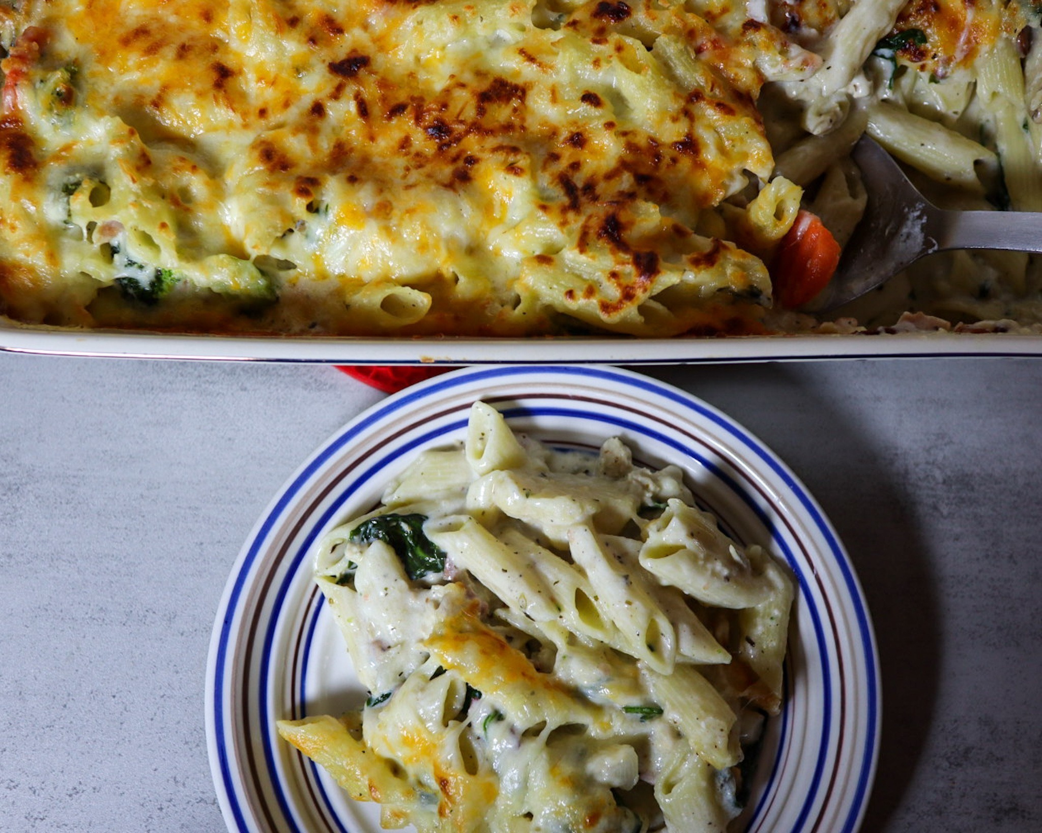 Chicken cordon bleu pasta casserole.