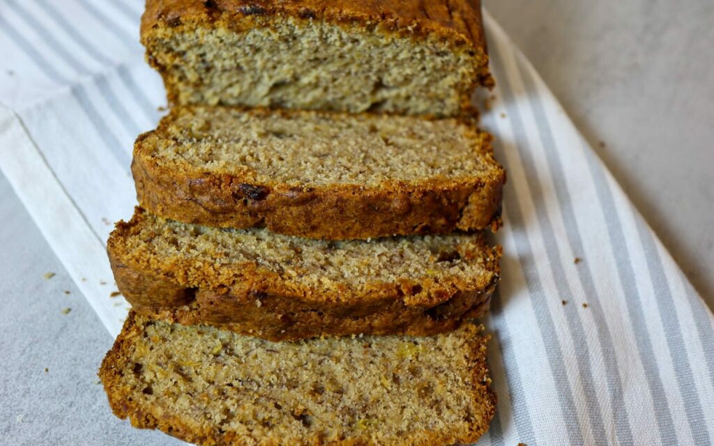 Sliced gluten-free banana bread