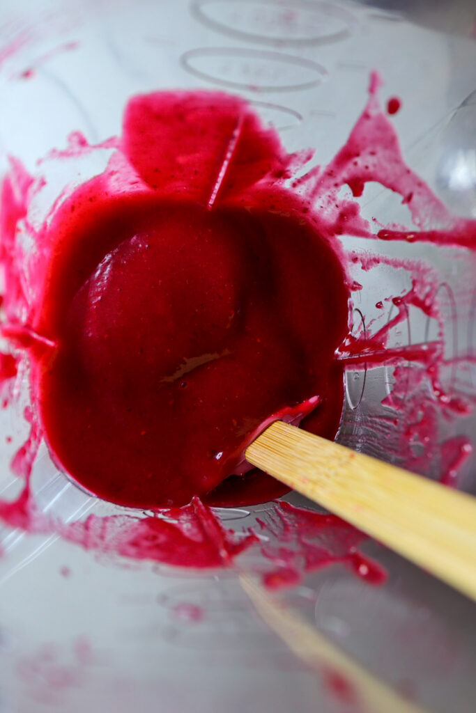 Blending the cranberry jam.