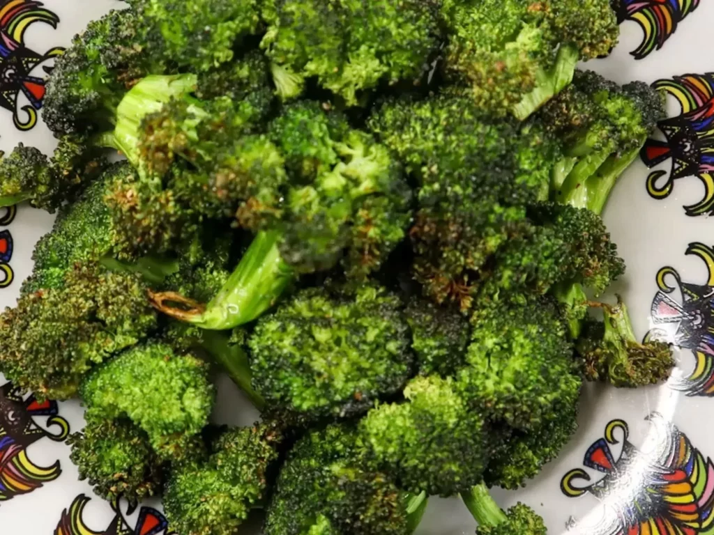 Air fryer broccoli in a serving bowl.