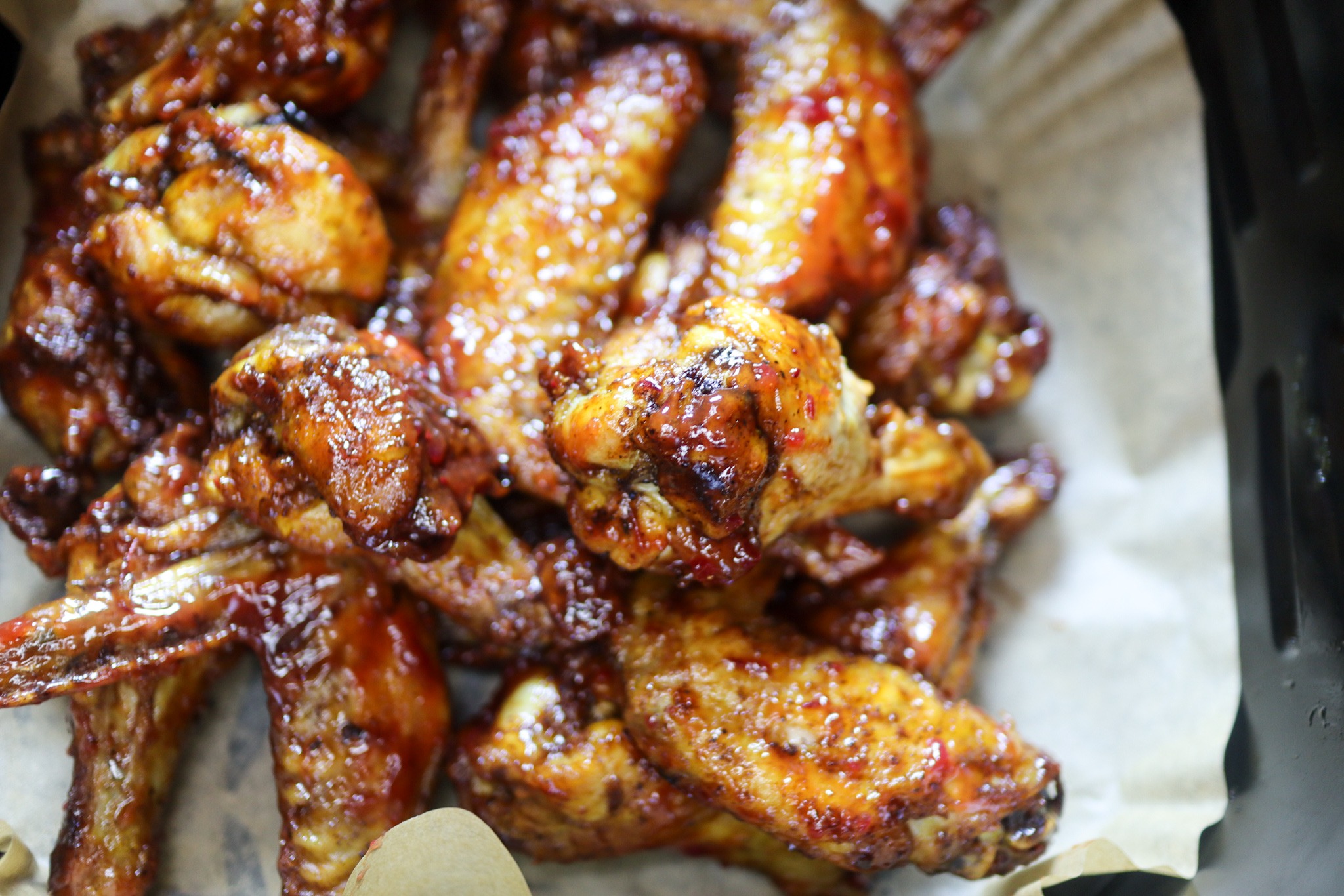 Cranberry glazed chicken wings.