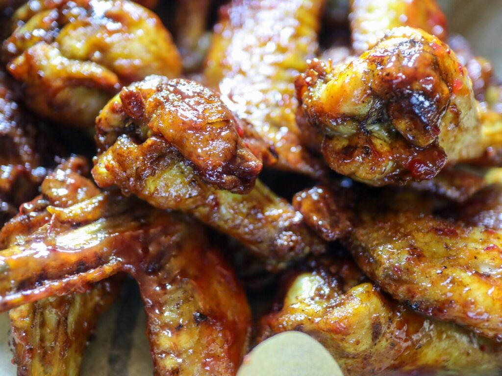 Cranberry glazed chicken wings.