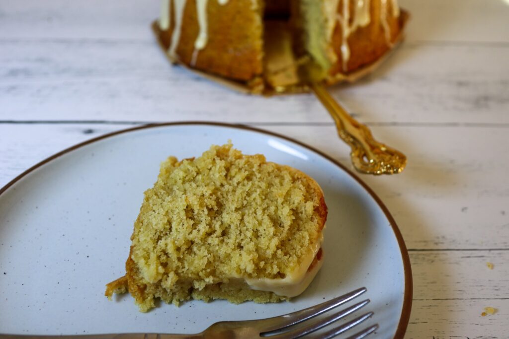 Gluten-free pound cake on a plate.